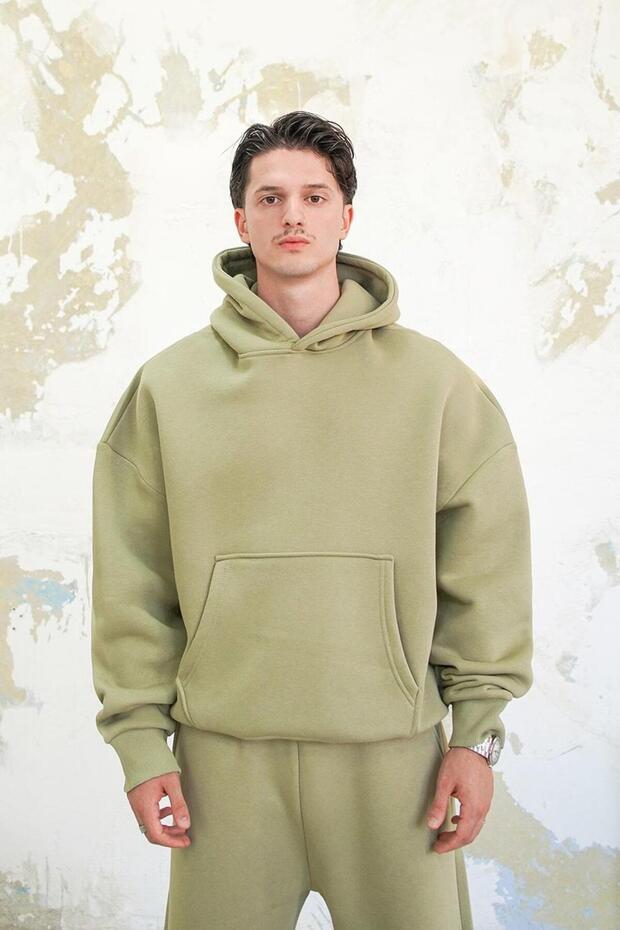 Soft Yeşil Cozy Basic Oversize Sweatshirt - 1