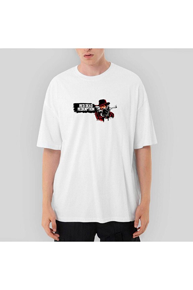 Red Dead Redemption 2 Poster Oversize White T-Shirt