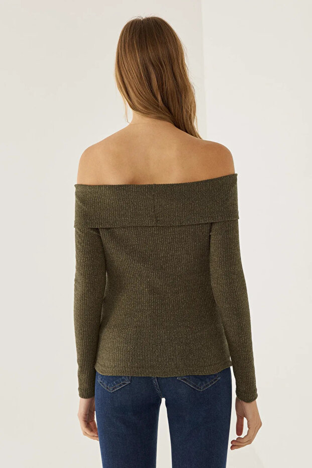 Off Shoulder Örme Üst - 4