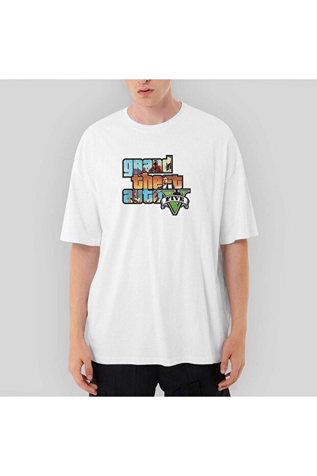Grand Theft Auto Five Men Oversize White T-Shirt M