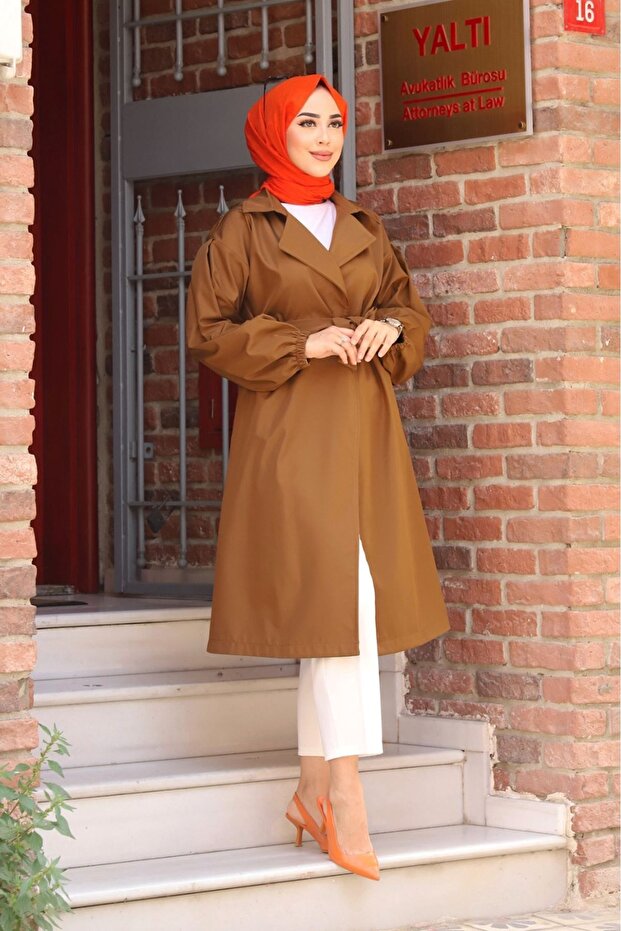 Belted Waist Plaid Inside Trench Coat