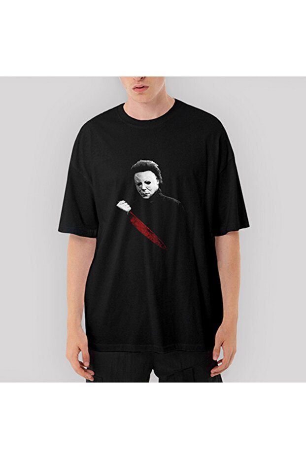 Μαύρο μπλουζάκι Halloween Knife oversized - 1