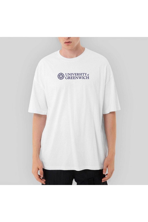 University Of Greenwich Logo Oversize White T-Shirt