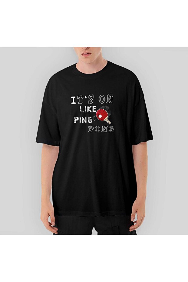Ping Pong Top Fun Oversize Black T-Shirt