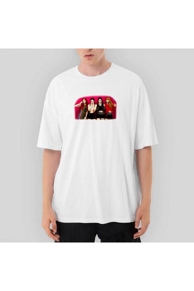 Λευκό μπλουζάκι Blackpink Group oversized - 1