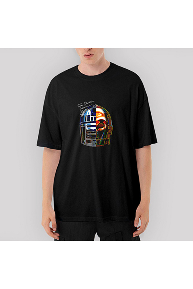 Daft Punk Droid Oversize Black T-Shirt L
