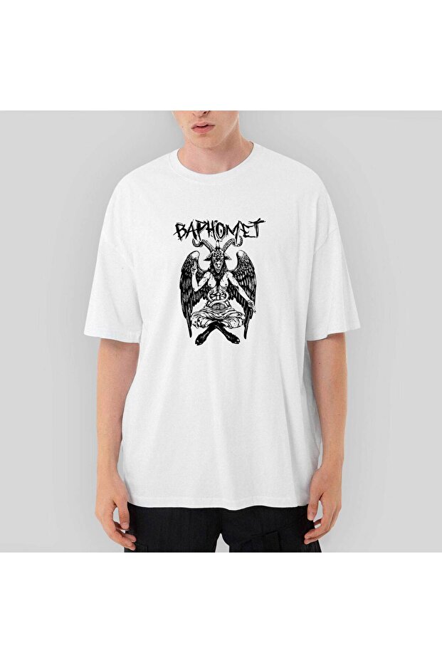 Baphomet Mythological Figure Oversize White T-Shirt