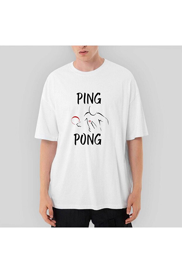 Λευκό μπλουζάκι Ping Pong Actor Design oversized - 1