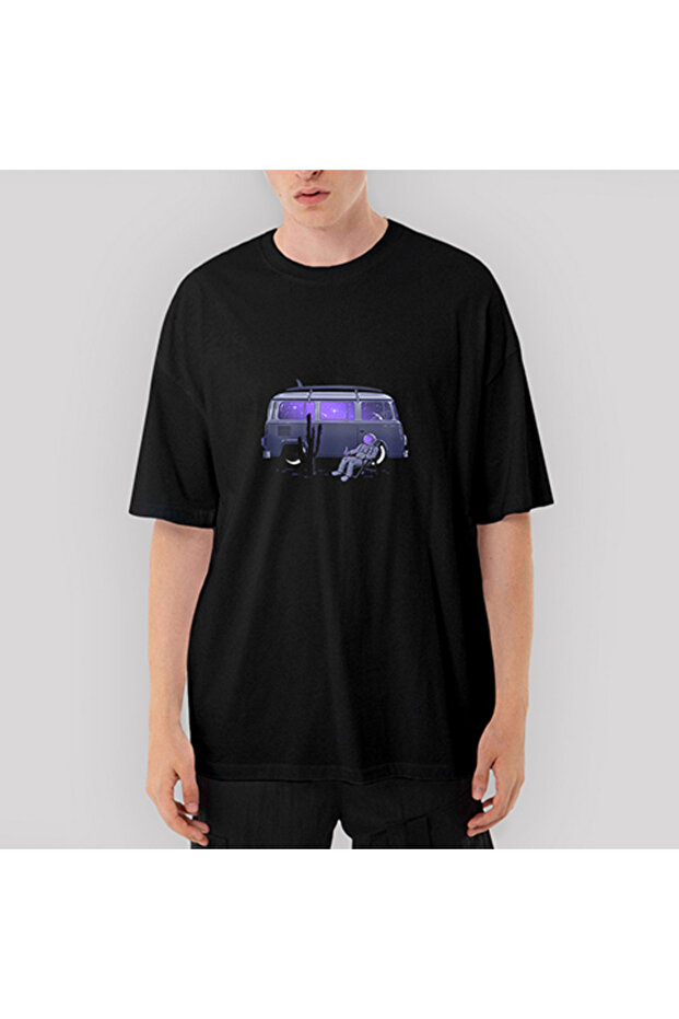 Μπλουζάκι Alien oversized με τροχόσπιτο, μαύρο - 1