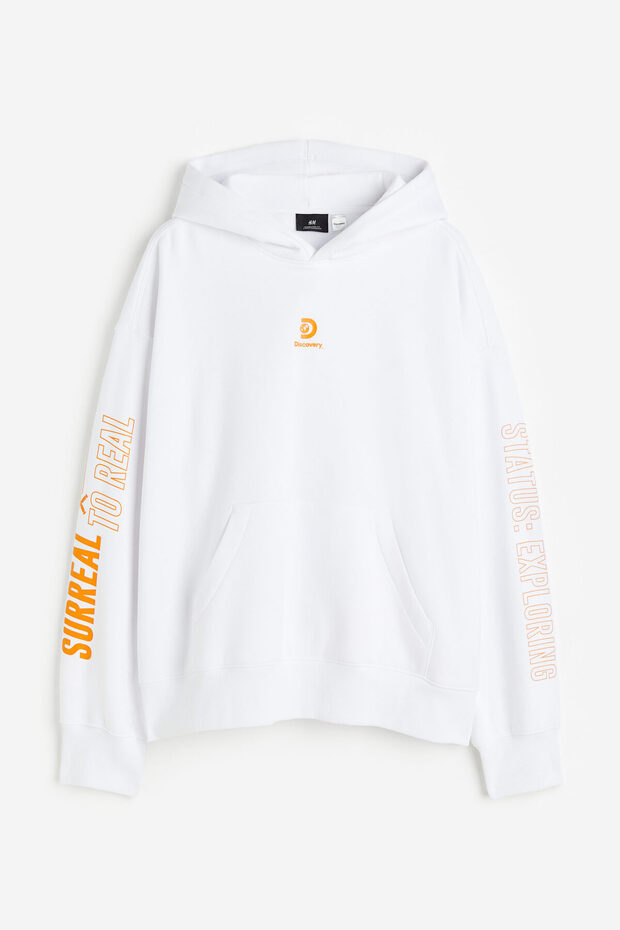 Oversized Fit Kapüşonlu ve Baskılı Üst - 1