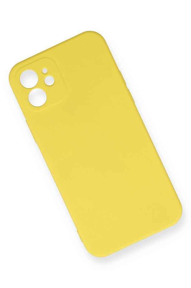 iPHONE 12 KILIF | içi kadife Lansman sOft Doku Silikon Kapak v7 | SARI - 2