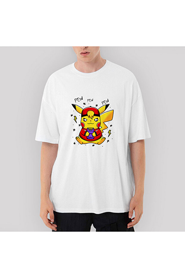 Λευκό μπλουζάκι Pikachu Pew oversized - 1