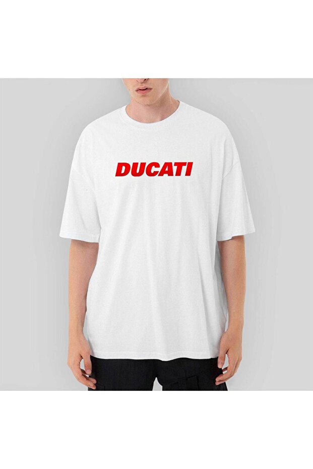 Ducati Red Logo Oversize White T-Shirt L