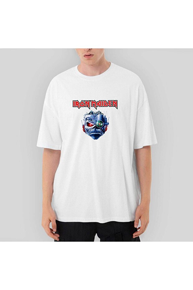 Iron Maiden Bionic Oversize White T-Shirt M