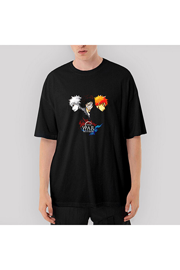Bleach This War Within Oversize Черна тениска - 1