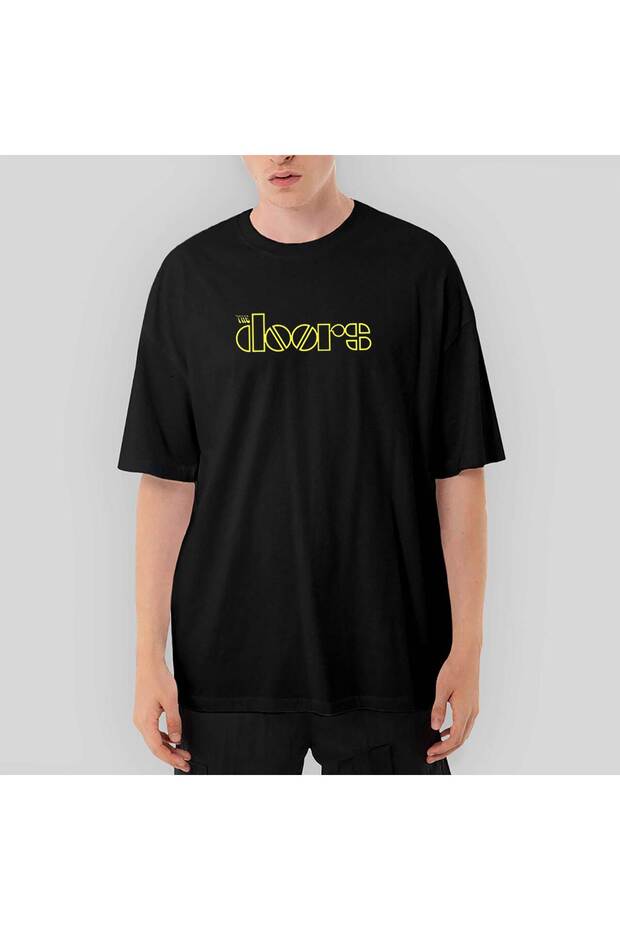 The Doors Logo Yellow Oversize Black T-Shirt