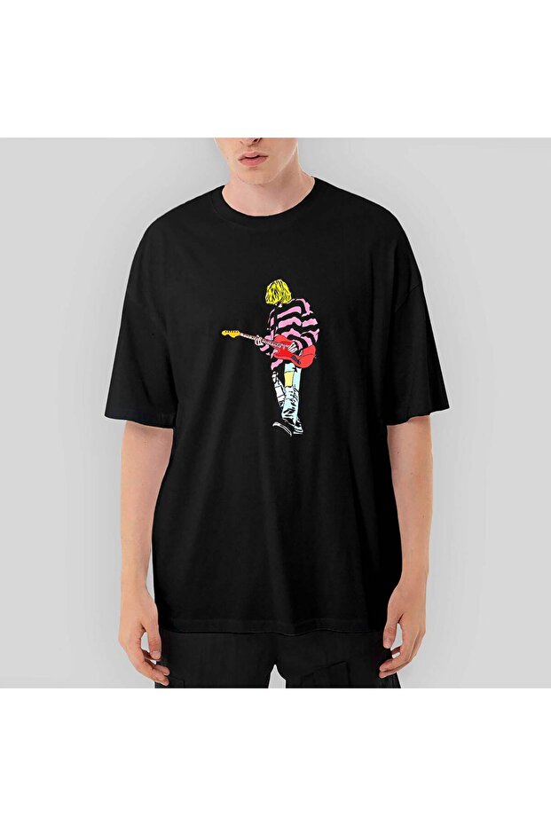 Nirvana Kurt Cobain Silhouette Oversize Black T-Shirt