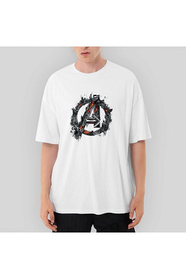 Avengers Logo 2 Oversize White T-Shirt