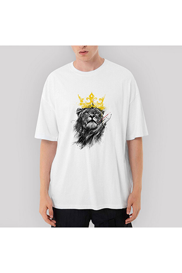 Λευκό μπλουζάκι Lion King oversized - 1