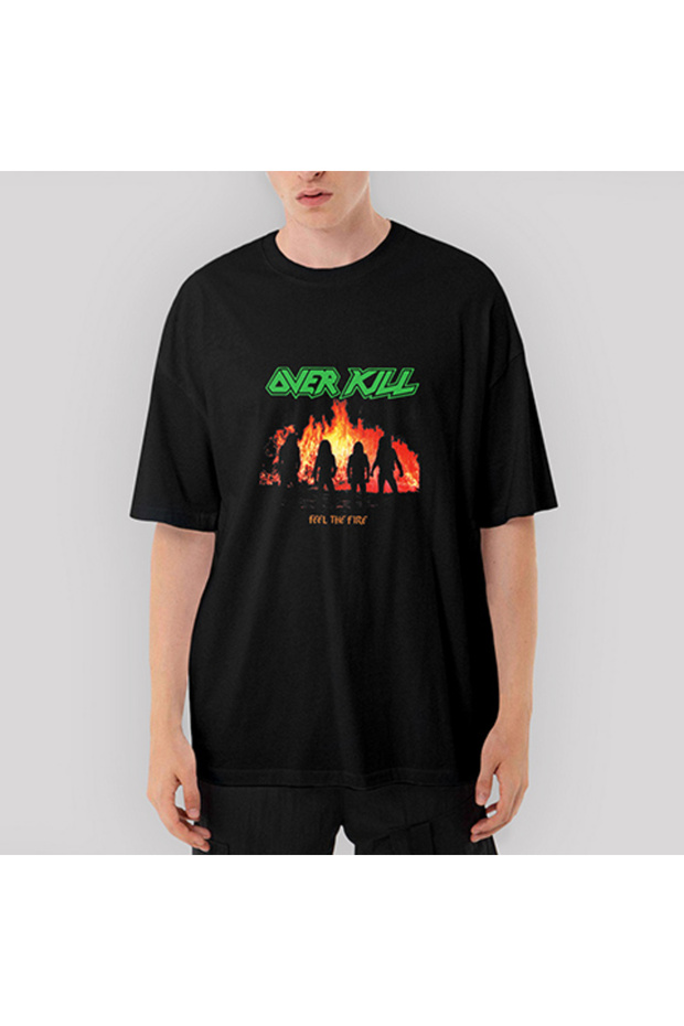 Overkill Feel the Fire Oversize Black T-Shirt