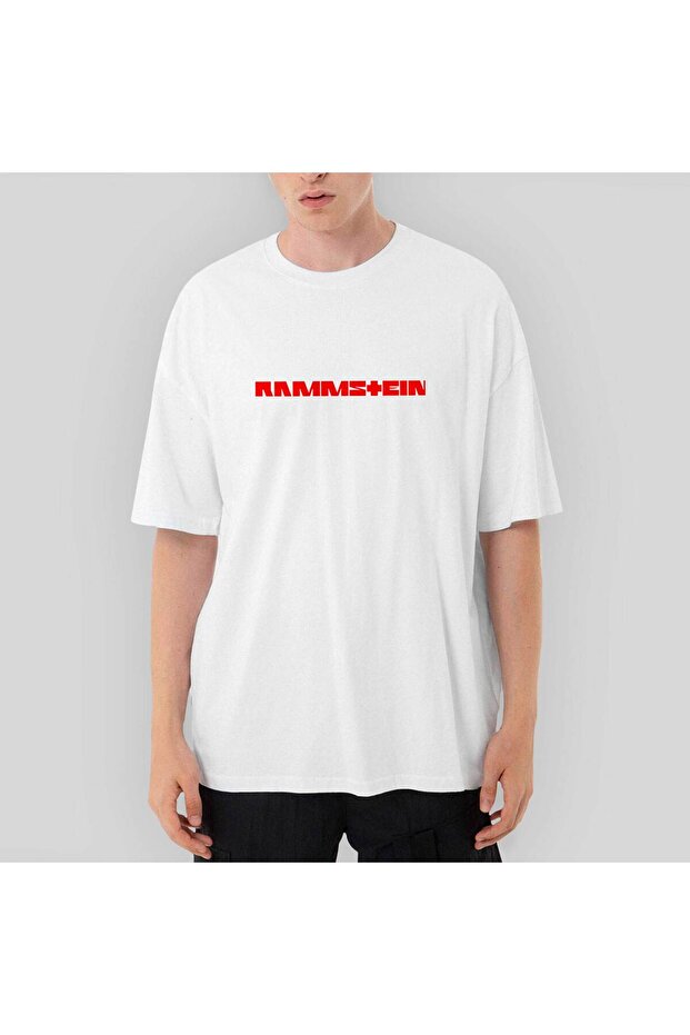 Μπλουζάκι Rammstein Text Red oversized Λευκό - 1