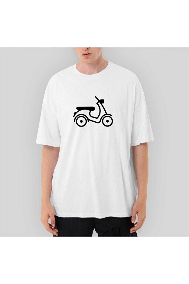 Vespa Scotter Silhouette Oversize White T-Shirt M