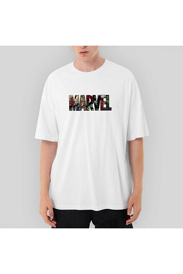 Marvel Heroes in Post 2 Oversize White T-Shirt