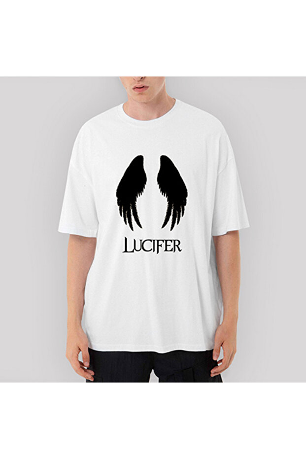 Lucifr Wings Oversize White T-Shirt