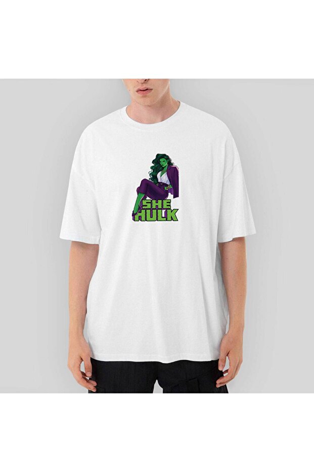 She Hulk Digital Oversize White T-Shirt M