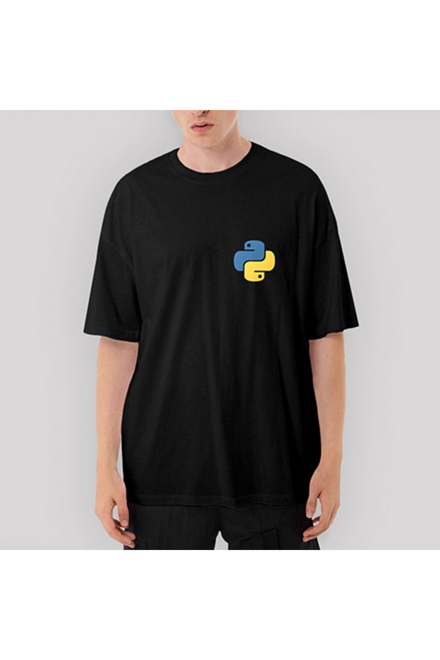 Tricou negru supradimensionat Python Developer - 1