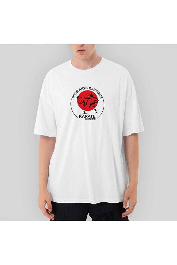 Karete Shotokan Red Circle Oversize White T-Shirt