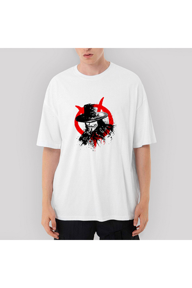 V for Vendetta Face Oversize White T-Shirt
