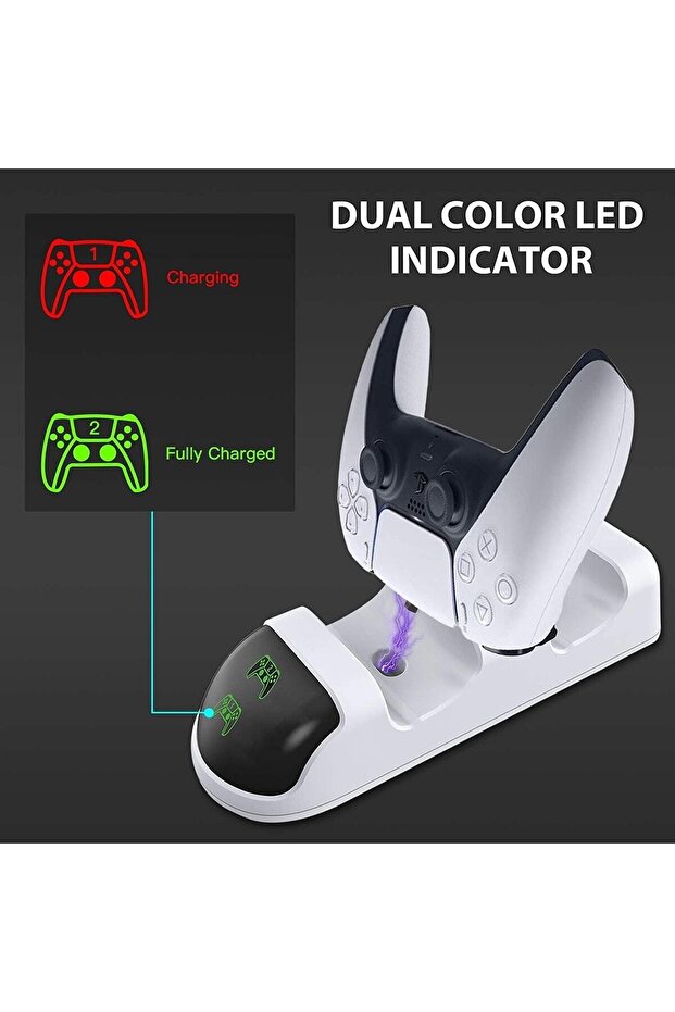 Ps5 Dualsense Kol Şarj Edici Stand Dock Led Göstergeli Tp5-0506b - 2