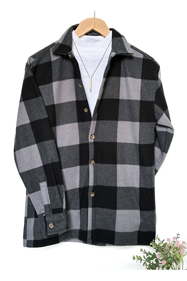 Men's Shirt Collar Oversize Cotton Lumberjack Shirt
