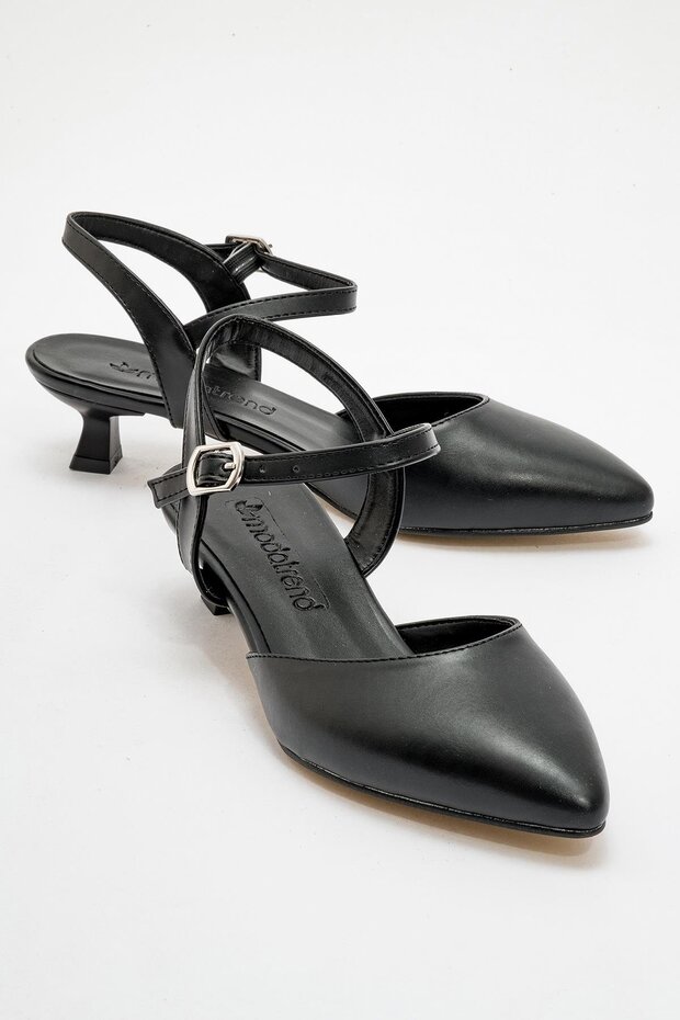 Women's Flat Heeled Shoes Black Skin