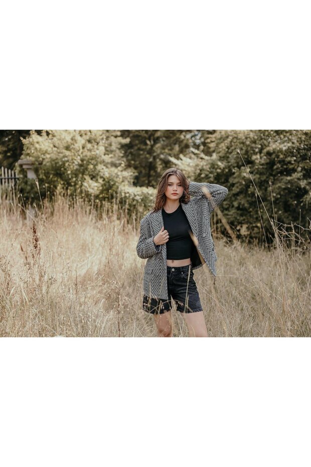 Jakarlı Blazer Ceket - 8