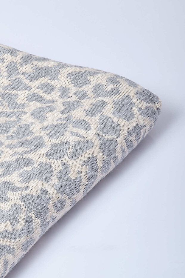 Leopard Patterned Knitwear Shawl - 4