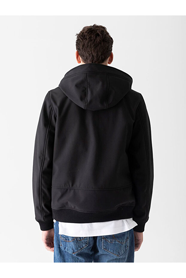 Kapüşonlu Ince Siyah Mont - 3