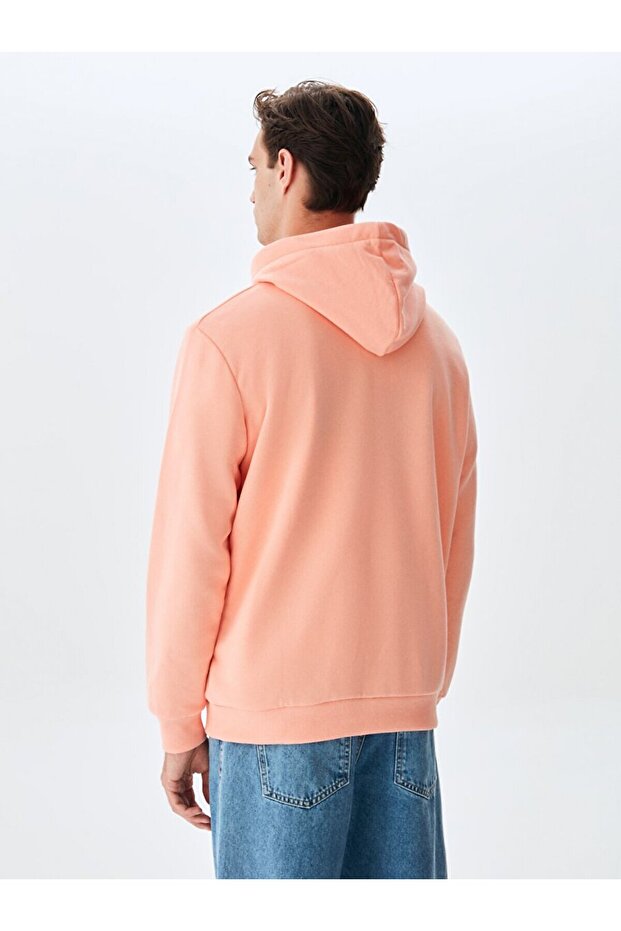 Logolu Kapüşonlu Turuncu Sweatshırt - 3