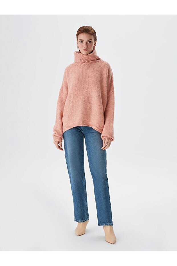 Balıkçı Yaka Pembe Kazak - 2