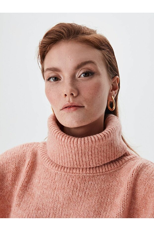 Balıkçı Yaka Pembe Kazak - 4