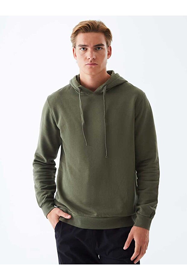 Kapüşonlu Yeşil Sweatshırt - 2