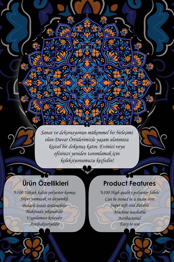 Harmoni ve Derin Anlamların Dansı: Mandala Desenli Duvar Örtüsü Duvar Halısı Tapestry - 3
