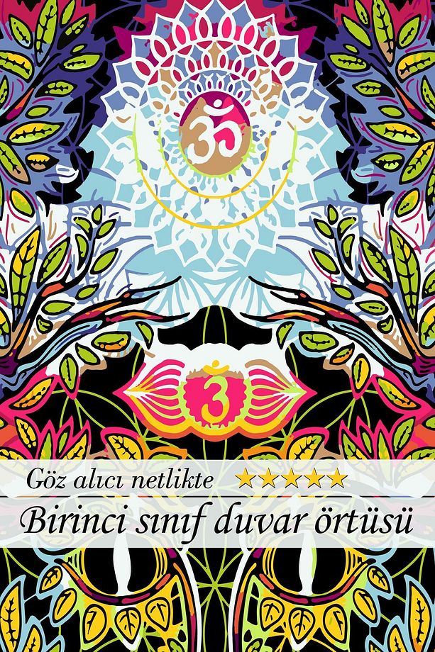 " Rüyanın Renkleri: Psikedelik Sembollerin Dansı " Kumaş Duvar Örtüsü Duvar Halısı Tapestry - 3