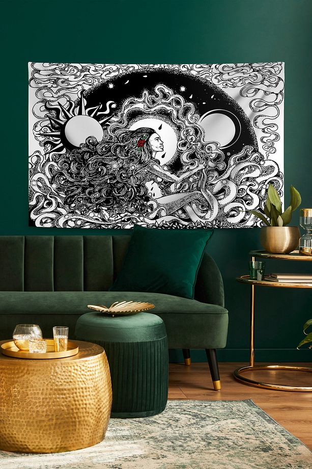 Mitolojinin Sembollerini Evinizde Hissedin! Medusa Kumaş Duvar Örtüsü Duvar Halısı Tapestry - 1