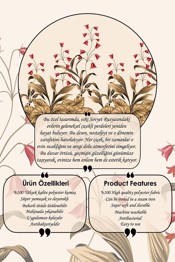 Geçmişin İzinde Retro Çiçekli Perdeler: Nostaljik Bir Yolculuk Duvar Örtüsü Duvar Halısı Tapestry - 3