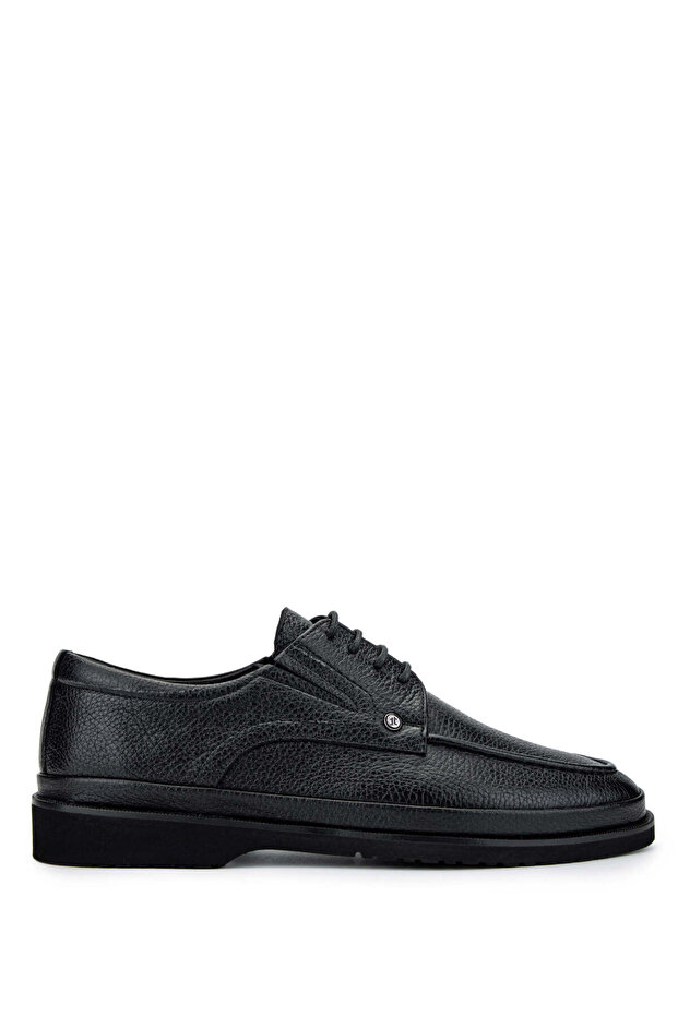 Men's Genuine Leather Black Floater Casual Shoes