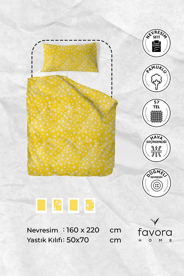 Mimosa Pamuklu Ranforce Tek Kişilik Nevresim Seti - Sarı - 7