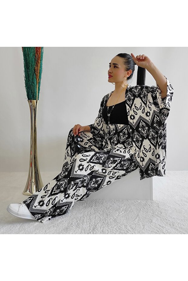 طقم كيمونو منقوش - 3