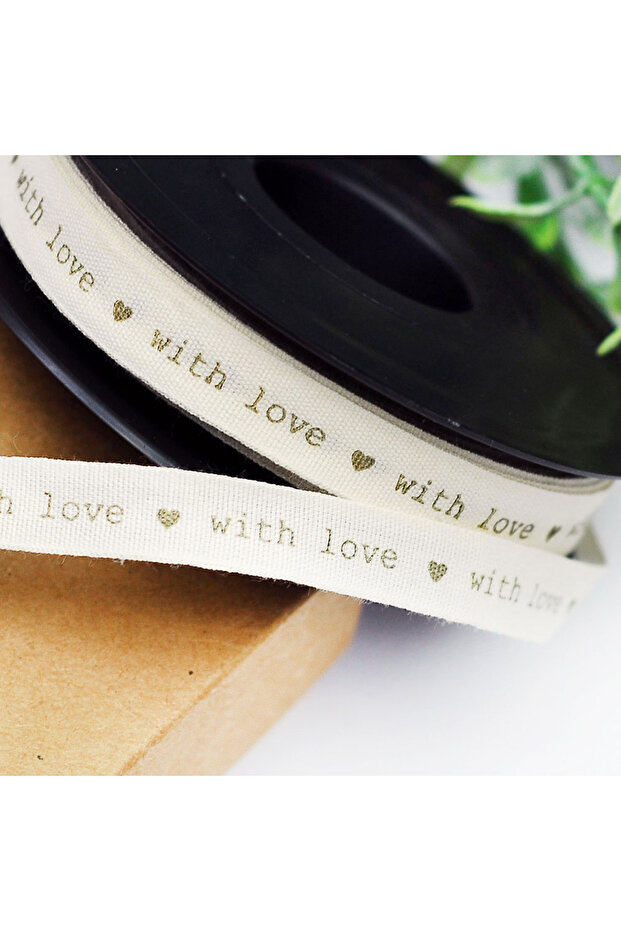 Cotton Ribbon, With Love, 1 Cm 5 Meters